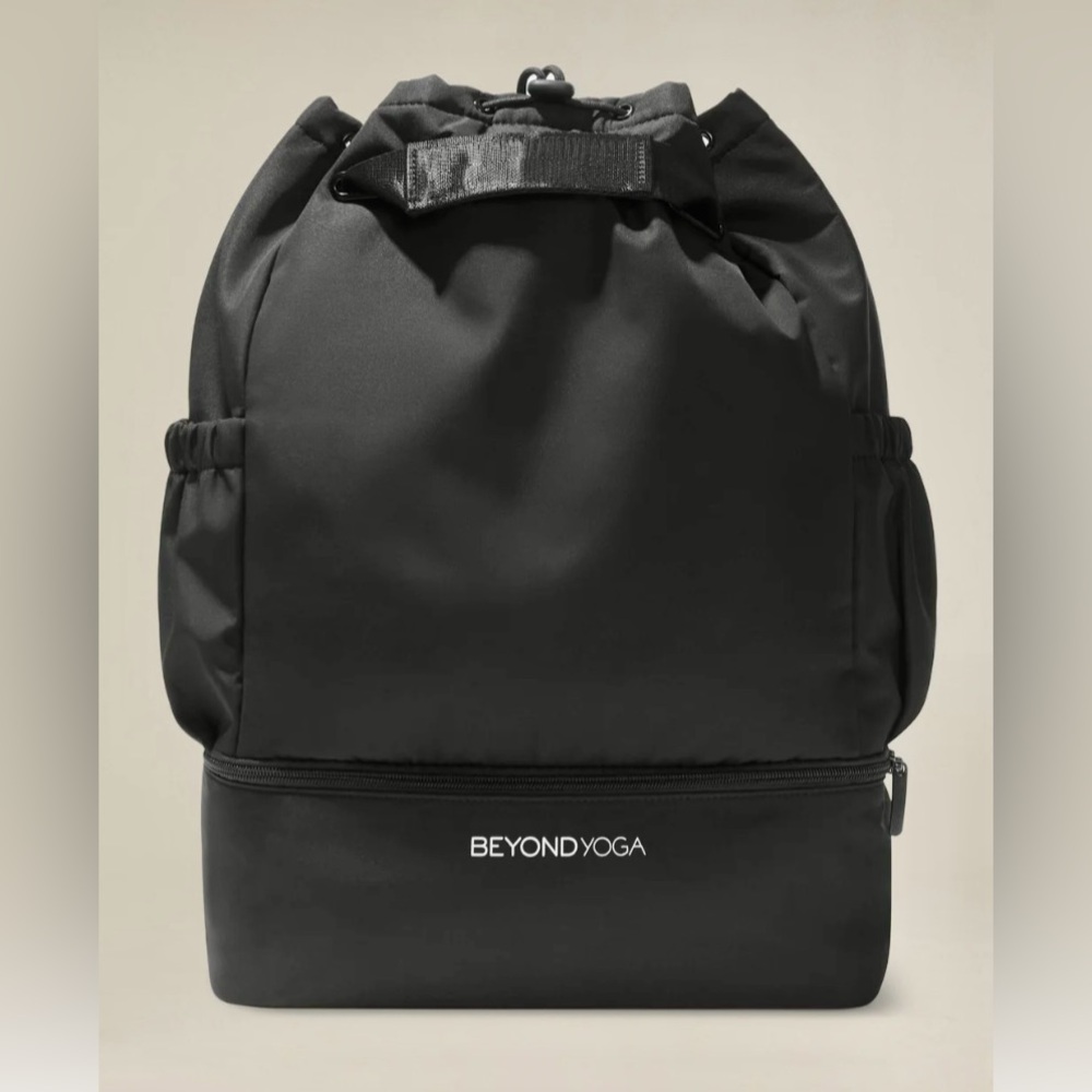 Beyond Yoga, Gym Yoga Backpack, Drawstring Tote Bag, Carry-All Bag Color: Black